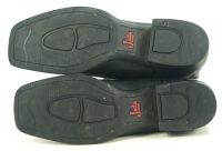 Justin Black Leather Cowboy Boots Wide Square Toe 8 Row Rainbow Stitch Men