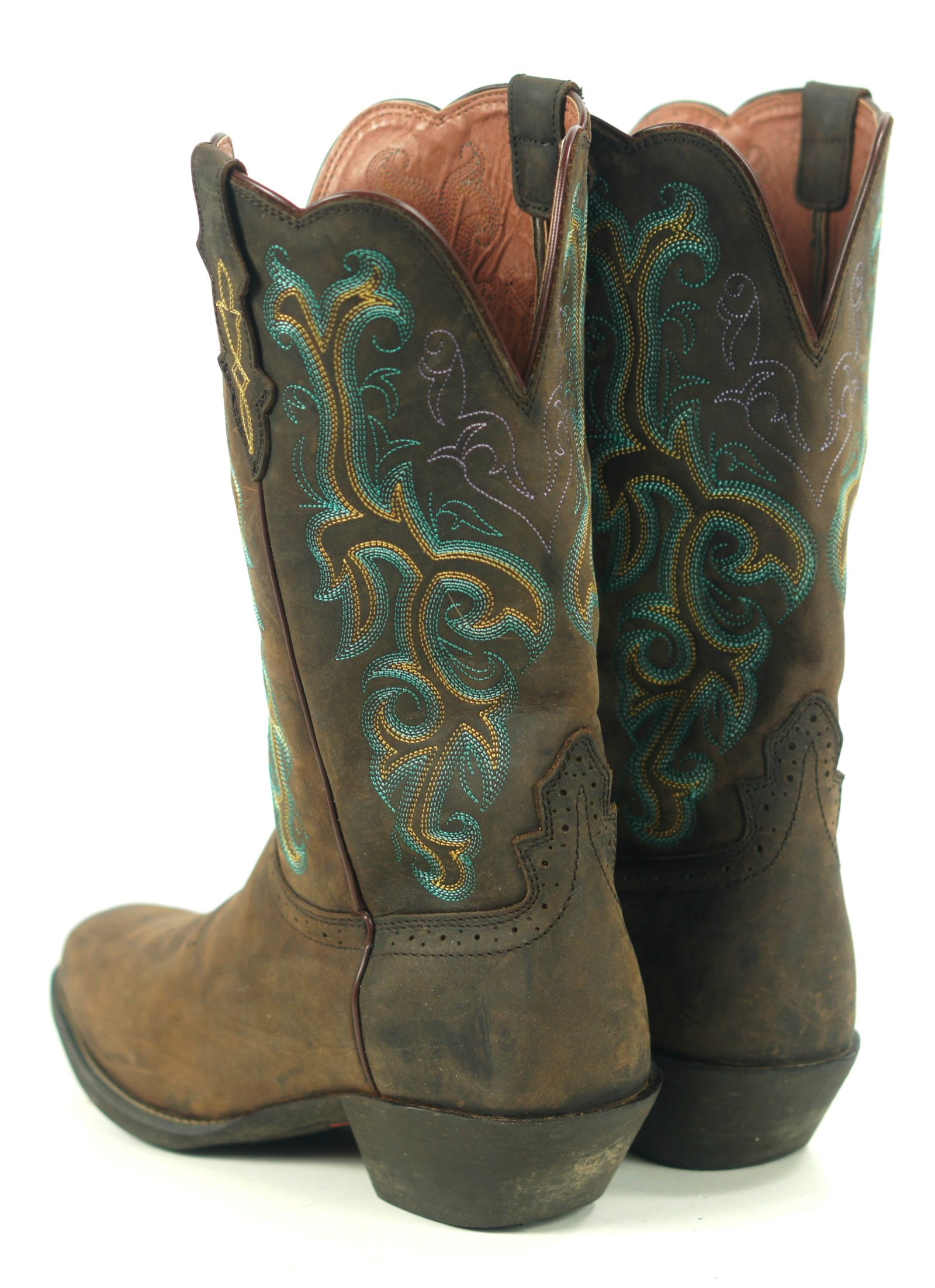 Justin Durant Stampede Cowboy Western Boots L2552 Wide Square Toe Women