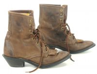 Laredo Brown Leather Lacer RIding Paddock Ankle Boots Vintage US Made Womens (1)