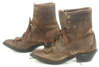 Laredo Brown Leather Lacer RIding Paddock Ankle Boots Vintage US Made Womens (4)