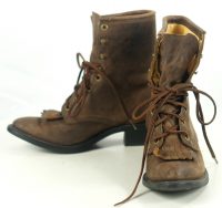 Laredo Brown Leather Lacer RIding Paddock Ankle Boots Vintage US Made Womens (5)