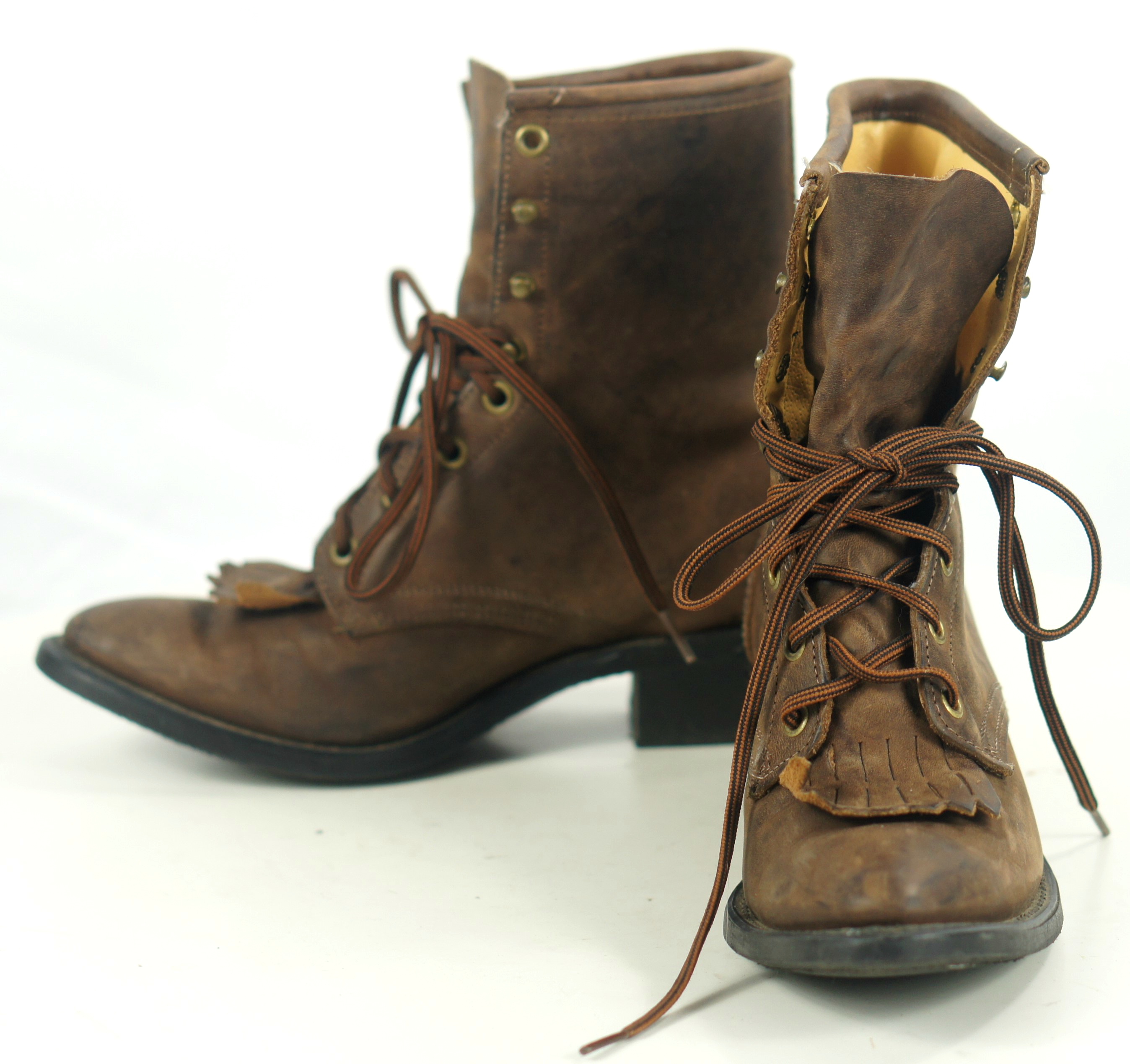 Laredo Brown Leather Lacer RIding Paddock Ankle Boots Vintage US Made ...