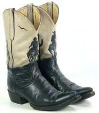 Liberty Black Tan Leather Short Cowboy Boots Inlay Cowboy Horse Cactus Women (1)