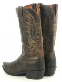 Lucchese 1883 Brown Leather Cowboy Western Boots Snip Toe Vintage US Made Mens (2)
