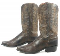 Lucchese 1883 Brown Leather Cowboy Western Boots Snip Toe Vintage US Made Mens (3)