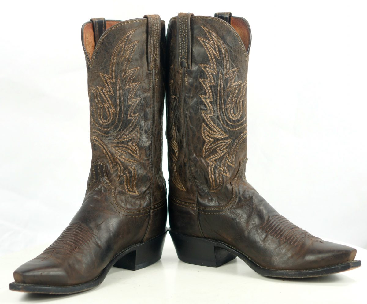 Lucchese 1883 Dark Brown Leather Cowboy Western Boots Snip Toe US Made ...
