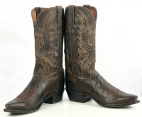 Lucchese 1883 Brown Leather Cowboy Western Boots Snip Toe Vintage US Made Mens (5)