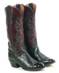Lucchese Classics Black Cherry Full Quill Ostrich Cowboy Boots US Made Women (3)