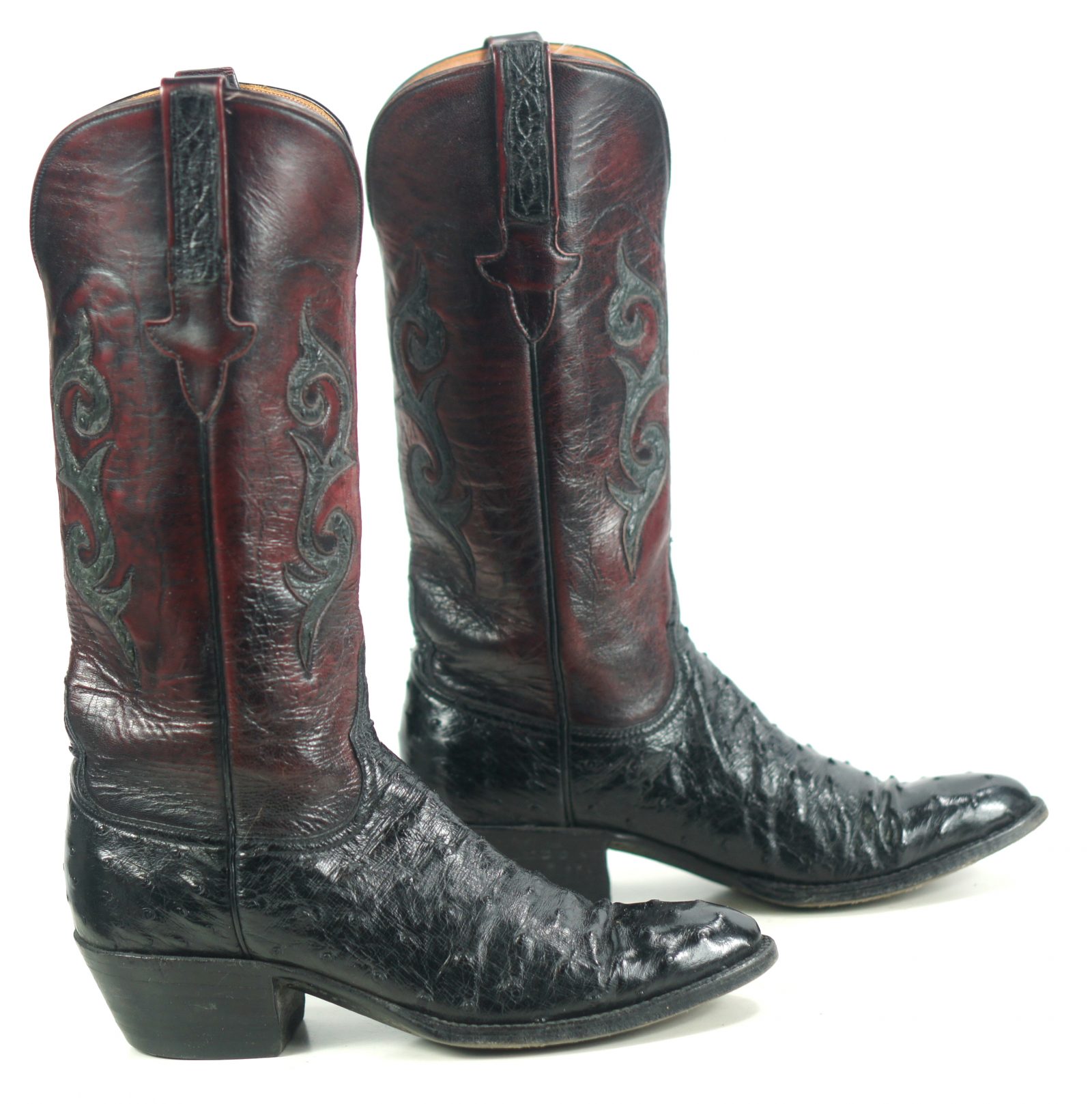 Lucchese Classics Black Cherry Full Quill Ostrich Cowboy Boots US Made Women (4)