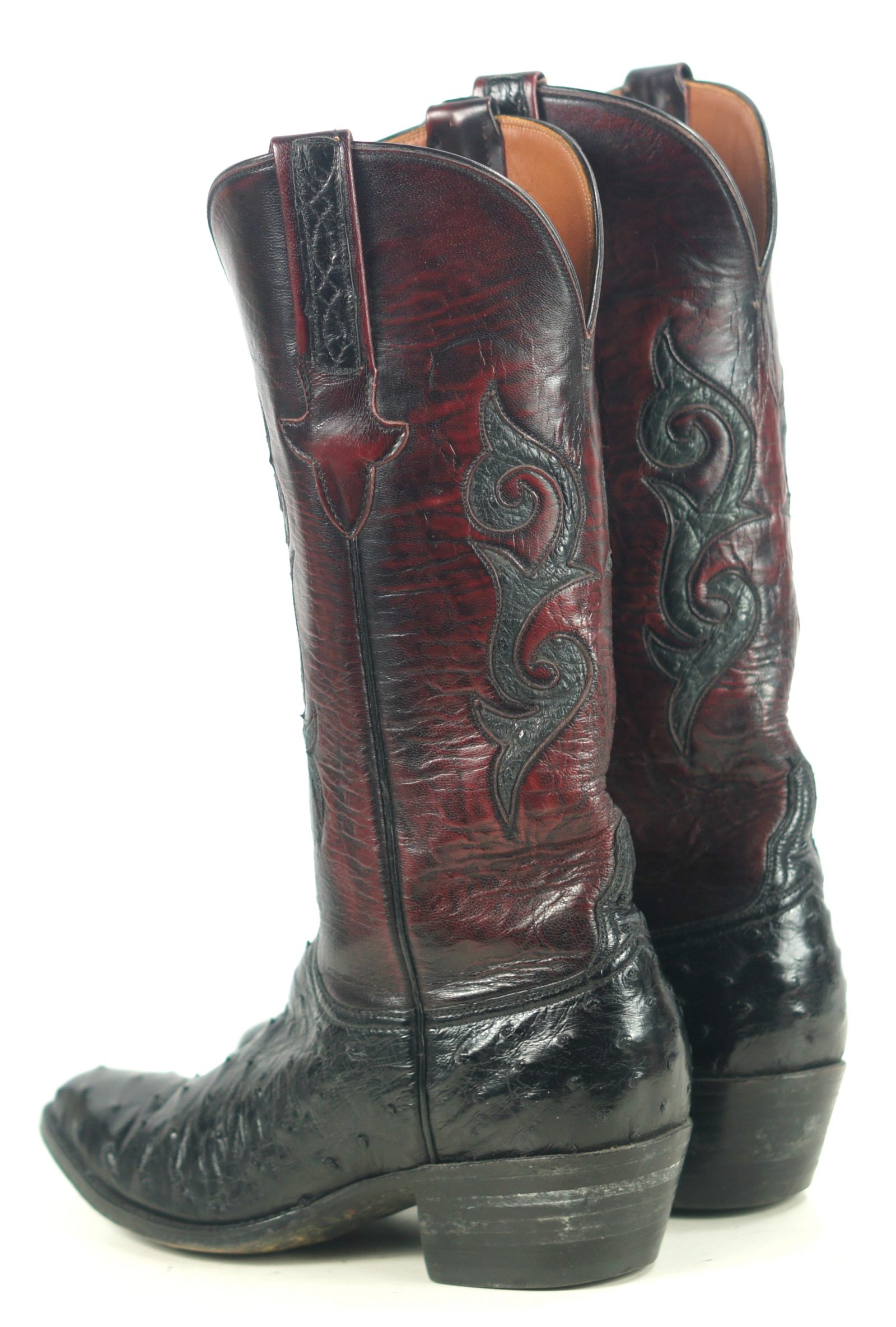 Lucchese Classics Black Cherry Full Quill Ostrich Cowboy Boots US Made Women (6)