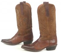 Nine West Brown Leather & Suede Cowboy Boots Snip Toe WIngtip Boho Women