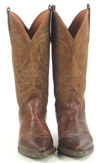 Nine West Brown Leather & Suede Cowboy Boots Snip Toe WIngtip Boho Women