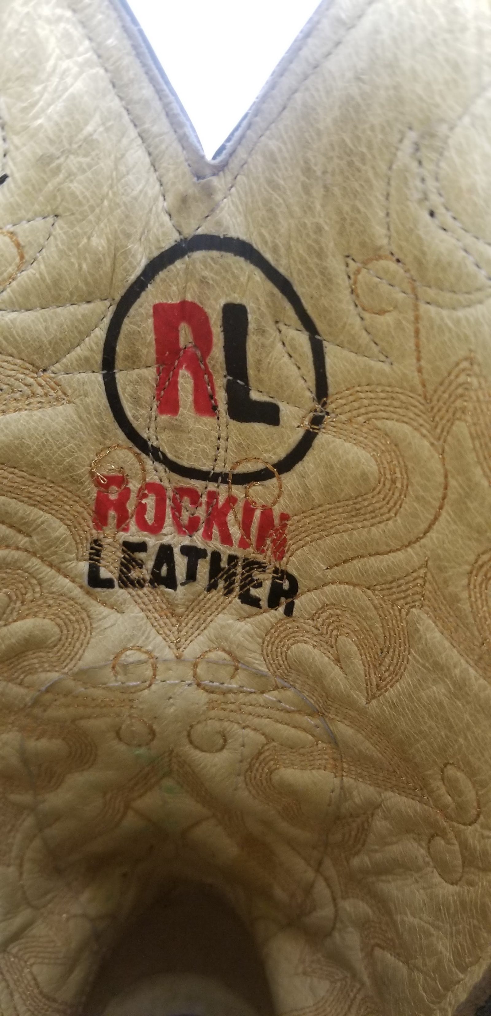 Rockin Leather Handcrafted Distressed Cowboy Boots Inlay Gold Stitch Women