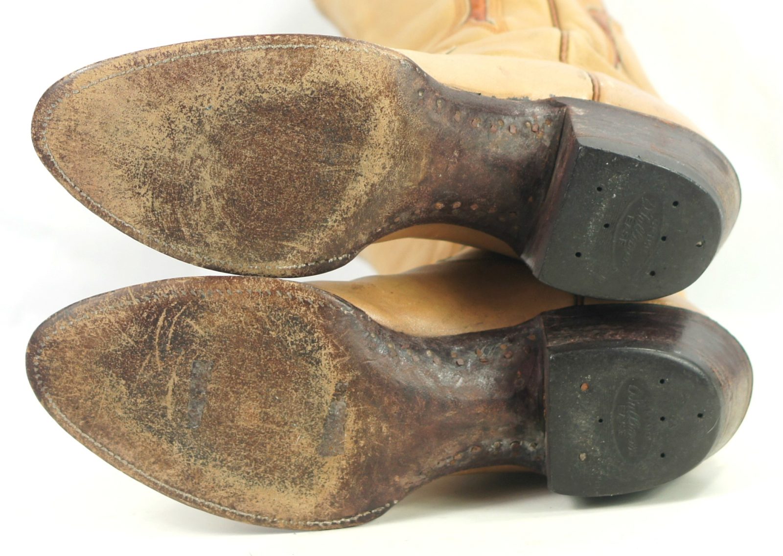 Sanders Golden Tan Leather Vintage Cowboy Western Boots Exotic Inlays Men (15)