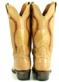 Sanders Golden Tan Leather Vintage Cowboy Western Boots Exotic Inlays Men (9)