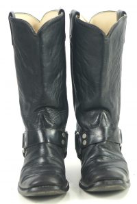 Texas Black Leather Harness Biker Motorcycle Boots Vintage US Made Men