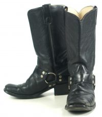 Texas Black Leather Harness Biker Motorcycle Boots Vintage US Made Men