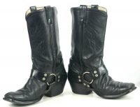 Texas Black Leather Harness Biker Motorcycle Boots Vintage US Made Men