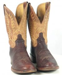 Tony Lama Brown Bull Shoulder Cowboy Western Boots USA Handmade Men