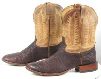 Tony Lama Brown Bull Shoulder Cowboy Western Boots USA Handmade Men