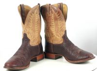 Tony Lama Brown Bull Shoulder Cowboy Western Boots USA Handmade Men