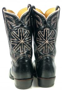 Tony Lama Cowboy Western Boots Black Leather Vintage 70s US Made Men