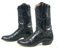 Tony Lama Signature Series Black Calf Cowboy Boots Scallop Top US Made Men