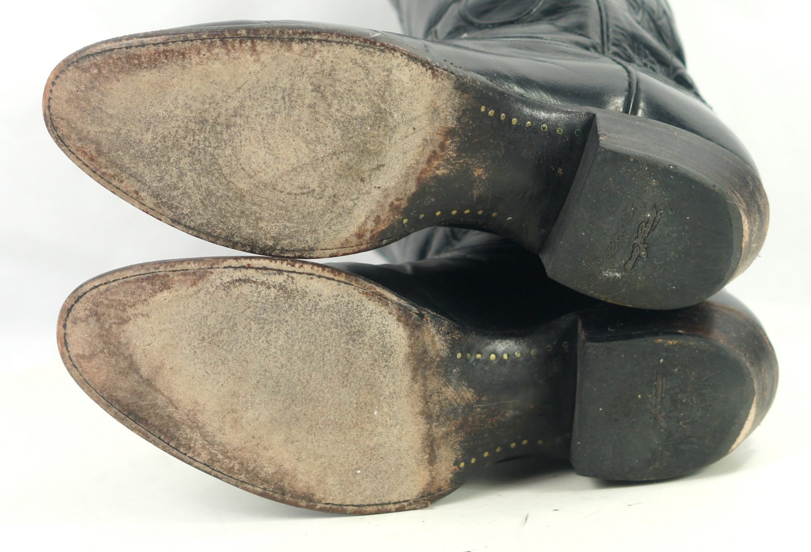 Tony Lama Signature Series Black Calf Cowboy Boots Scallop Top US Made Men