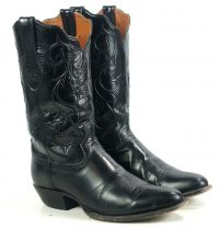 Tony Lama Signature Series Black Calf Cowboy Boots Scallop Top US Made Men