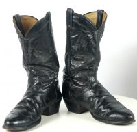 Tony Lama Wicked Black Leather Cowboy Western Boots Vintage Men