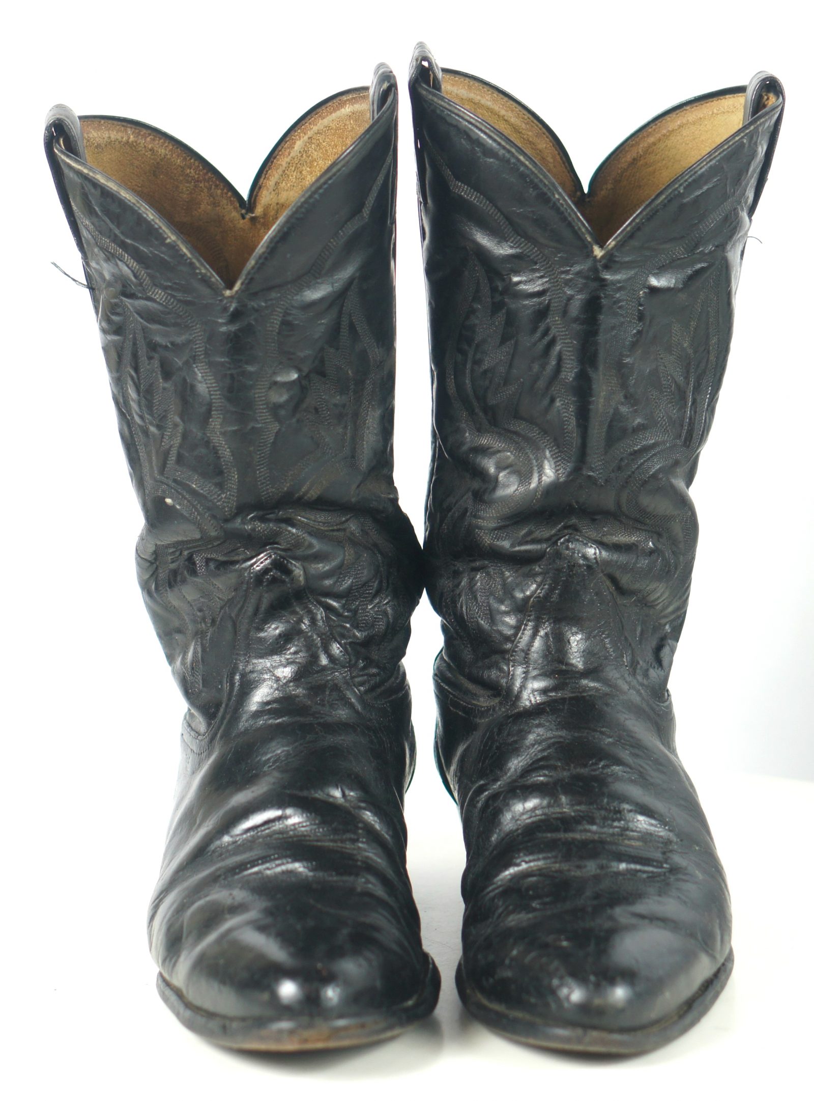 Tony Lama Wicked Black Leather Cowboy Western Boots Vintage Men