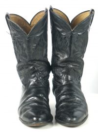 Tony Lama Wicked Black Leather Cowboy Western Boots Vintage Men