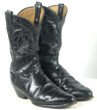 Tony Lama Wicked Black Leather Cowboy Western Boots Vintage Men