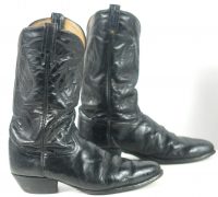 Tony Lama Wicked Black Leather Cowboy Western Boots Vintage Men
