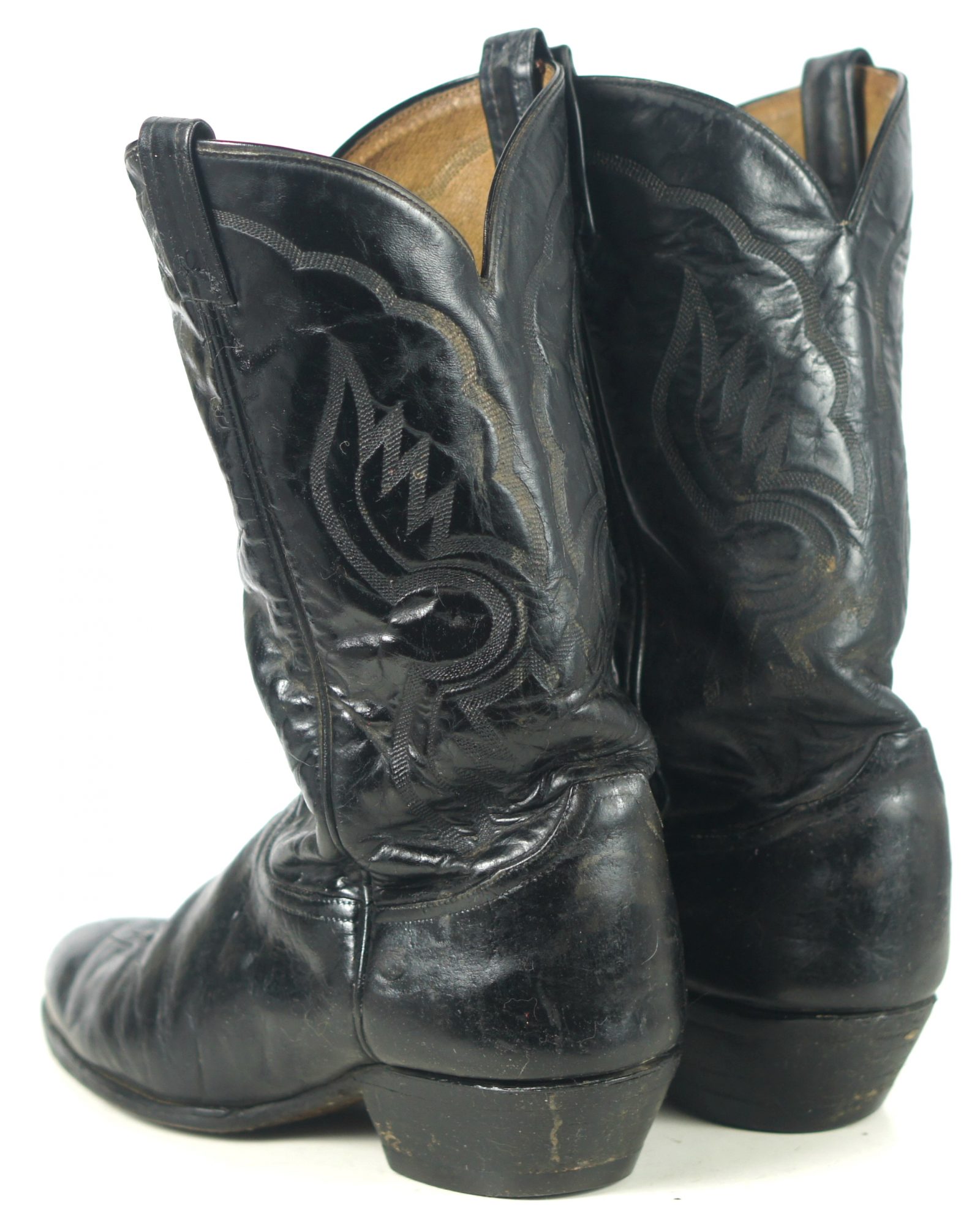 Tony Lama Wicked Black Leather Cowboy Western Boots Vintage Men