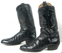 Tony Lama Wicked Black Leather Cowboy Western Boots Vintage Men