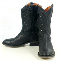 Winchester Black Leather Short Western Cowgirl Boots Silver Studs Women