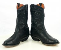Winchester Black Leather Short Western Cowgirl Boots Silver Studs Women