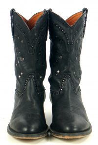 Winchester Black Leather Short Western Cowgirl Boots Silver Studs Women