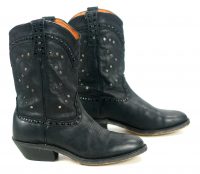 Winchester Black Leather Short Western Cowgirl Boots Silver Studs Women