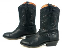 Winchester Black Leather Short Western Cowgirl Boots Silver Studs Women