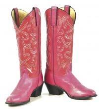 Wrangler Raspberry Pink Western Boho Cowboy Boots Vintage US Made Women