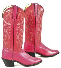 Wrangler Raspberry Pink Western Boho Cowboy Boots Vintage US Made Women