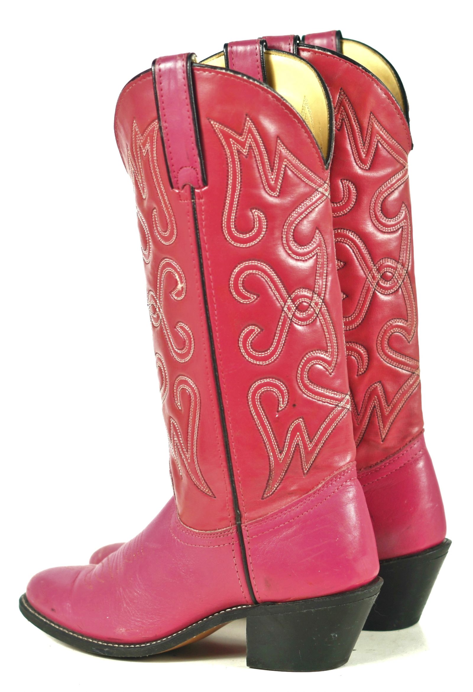 Wrangler Raspberry Pink Western Boho Cowboy Boots Vintage US Made Women