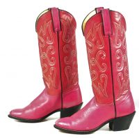 Wrangler Raspberry Pink Western Boho Cowboy Boots Vintage US Made Women
