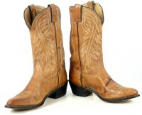 Wrangler Tan Leather Western Cowboy Boho Boots Vintage US Made Women