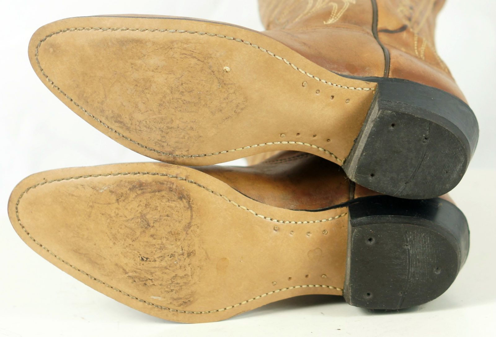 Wrangler Tan Leather Western Cowboy Boho Boots Vintage US Made Women