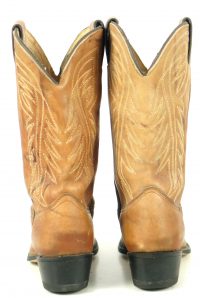 Wrangler Tan Leather Western Cowboy Boho Boots Vintage US Made Women