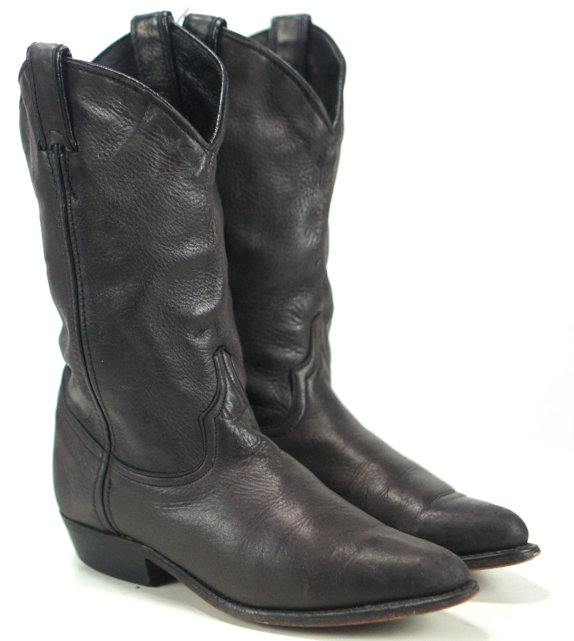 Code West Black Leather Cowboy Boots Vintage US Made Slouchy Soft Women