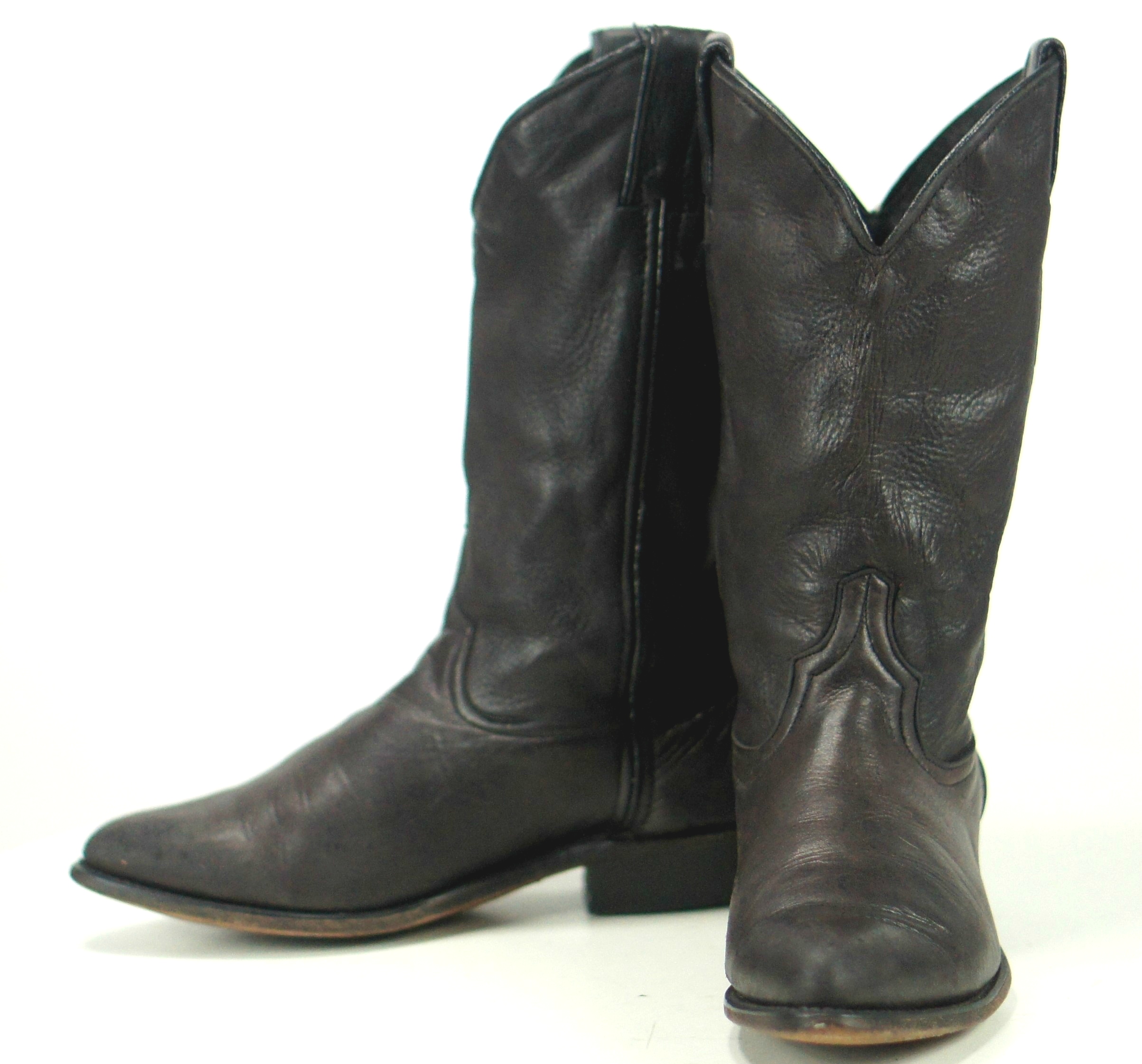 Code West Black Leather Cowboy Boots Vintage US Made Slouchy Soft Women